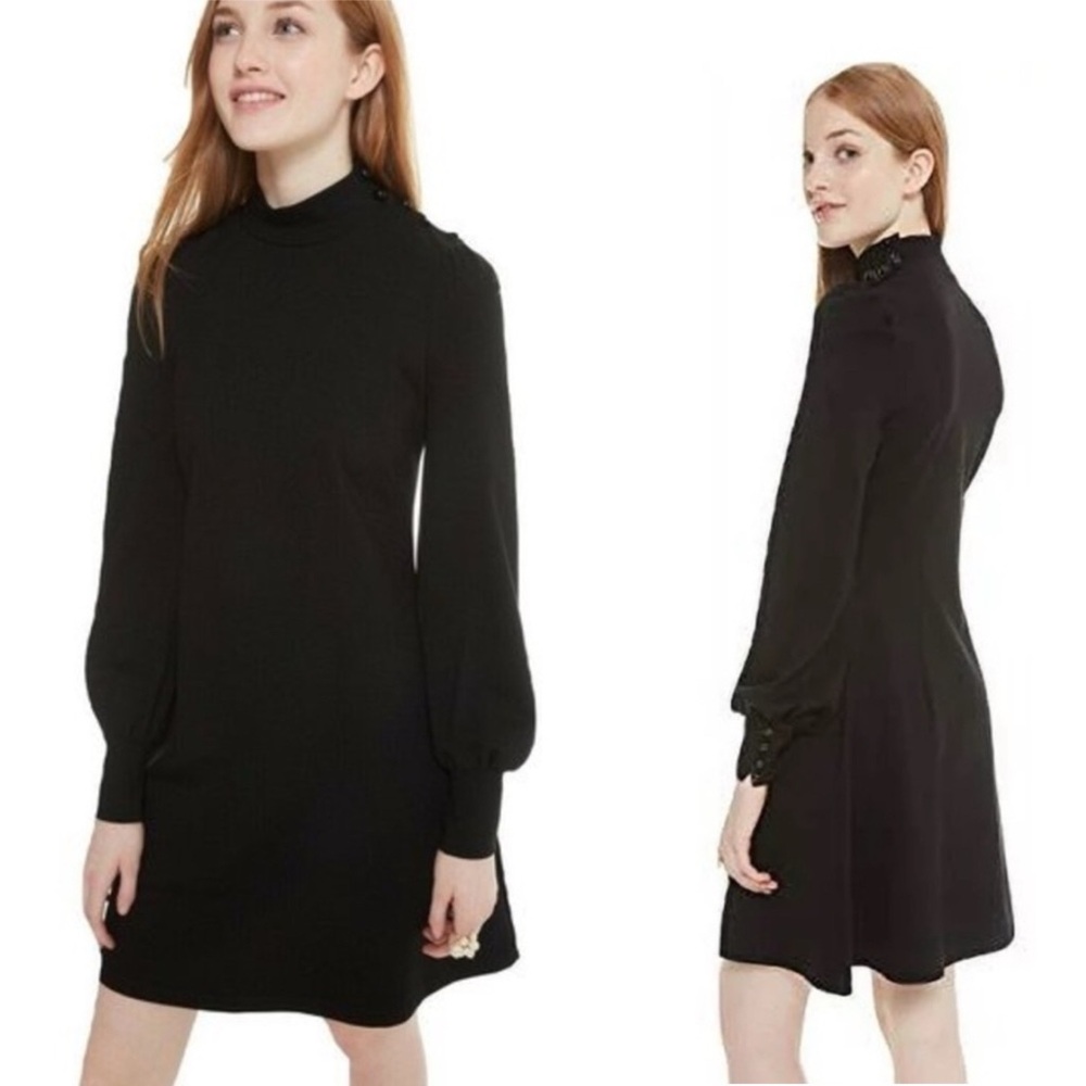 Kate ♠️ Spade: Black Mockneck Ponte Midi Dress. US S /M
